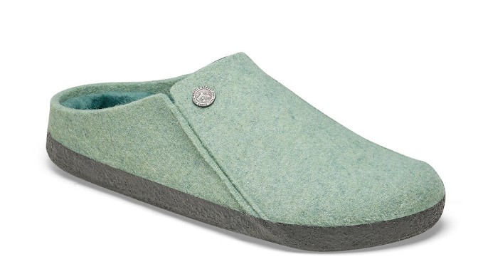 Birkenstock Zermatt - pantofola in feltro di lana e pelliccia di agnello - colore matcha (verde chiaro) - misura 40